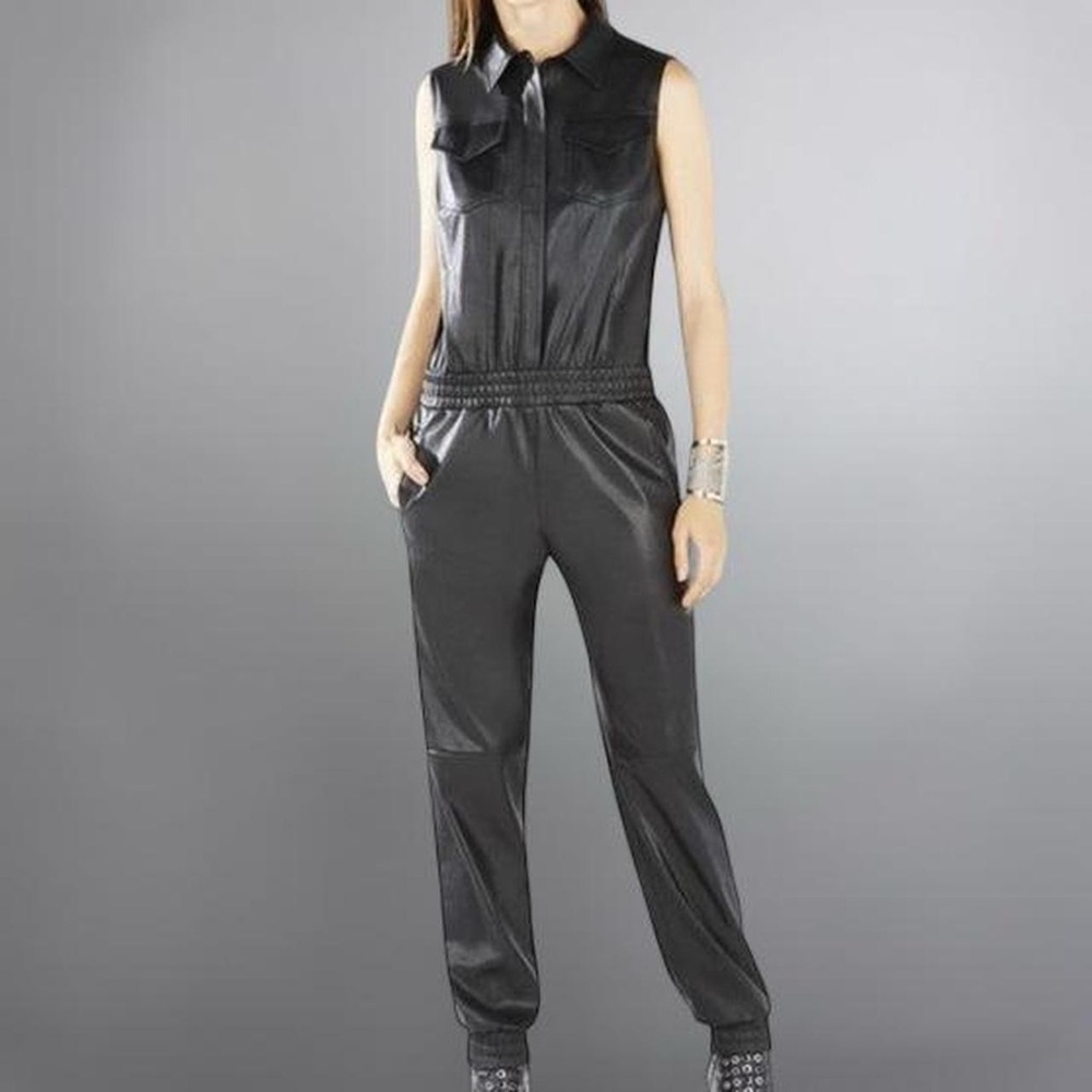 BCBG Y2K Faux-Leather Jumpsuit